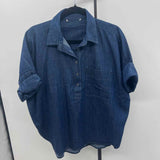 Unbranded Women's Size M Blue Solid Short Sleeve Shirt