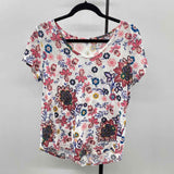 Loft Women's Size M Pink Floral Short Sleeve Shirt