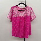 savanna jane Women's Size 1X Fuschia Floral Short Sleeve Shirt