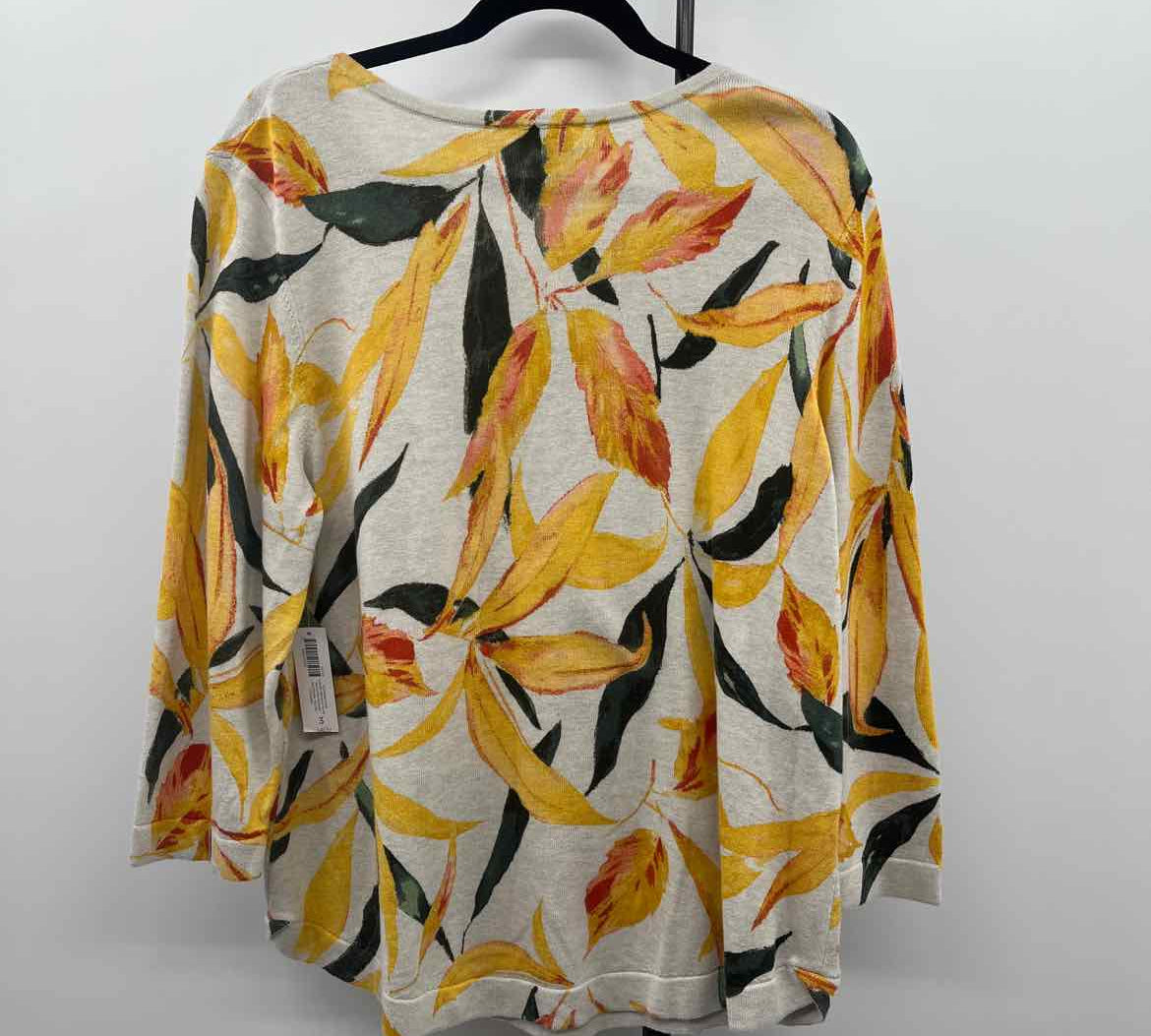 Chico's Women's Size XL Yellow Floral Sweater