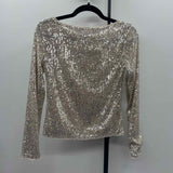 Loft Women's Size XS Ivory Sequins Long Sleeve Shirt