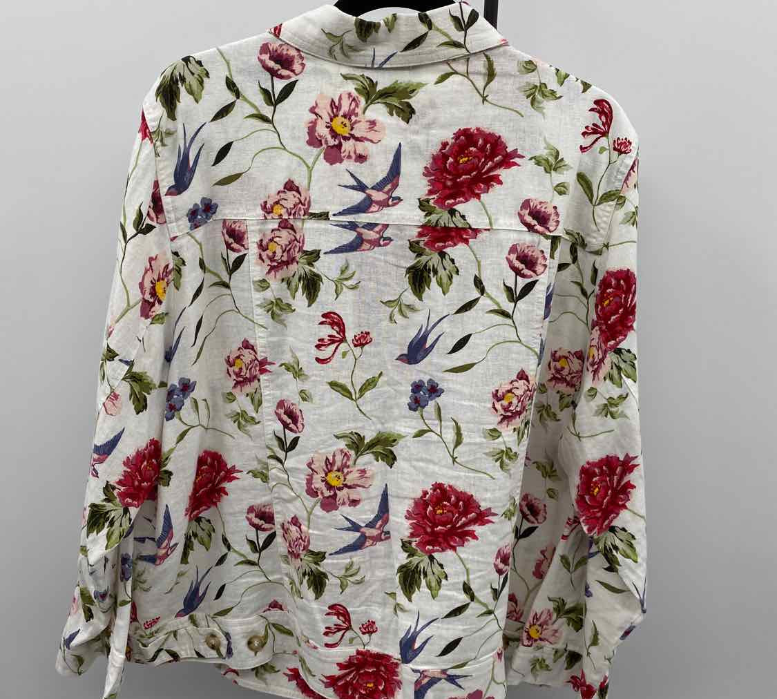 Tahari Women's Size 2X White Floral Jacket