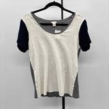 J Crew Women's Size S Oatmeal Color Block Short Sleeve Shirt
