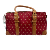 DOONEY & BOURKE Red & Ivory Signature Logo Coated Canvas Satchel Purse PFC