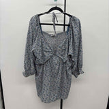 Heyson Women's Size 1X Blue Floral Long Sleeve Shirt