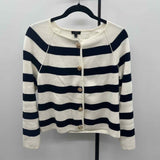 Talbots Women's Size MP White Stripe Cardigan
