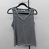 J Crew Women's Size M Navy Stripe Sleeveless Shirt