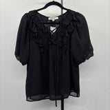 Loft Women's Size S Black Solid Short Sleeve Shirt