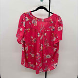 DR2 Women's Size XL Pink Floral Short Sleeve Shirt