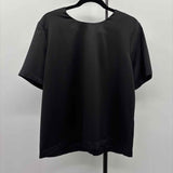 Ann Taylor Women's Size L Black Solid Short Sleeve Shirt