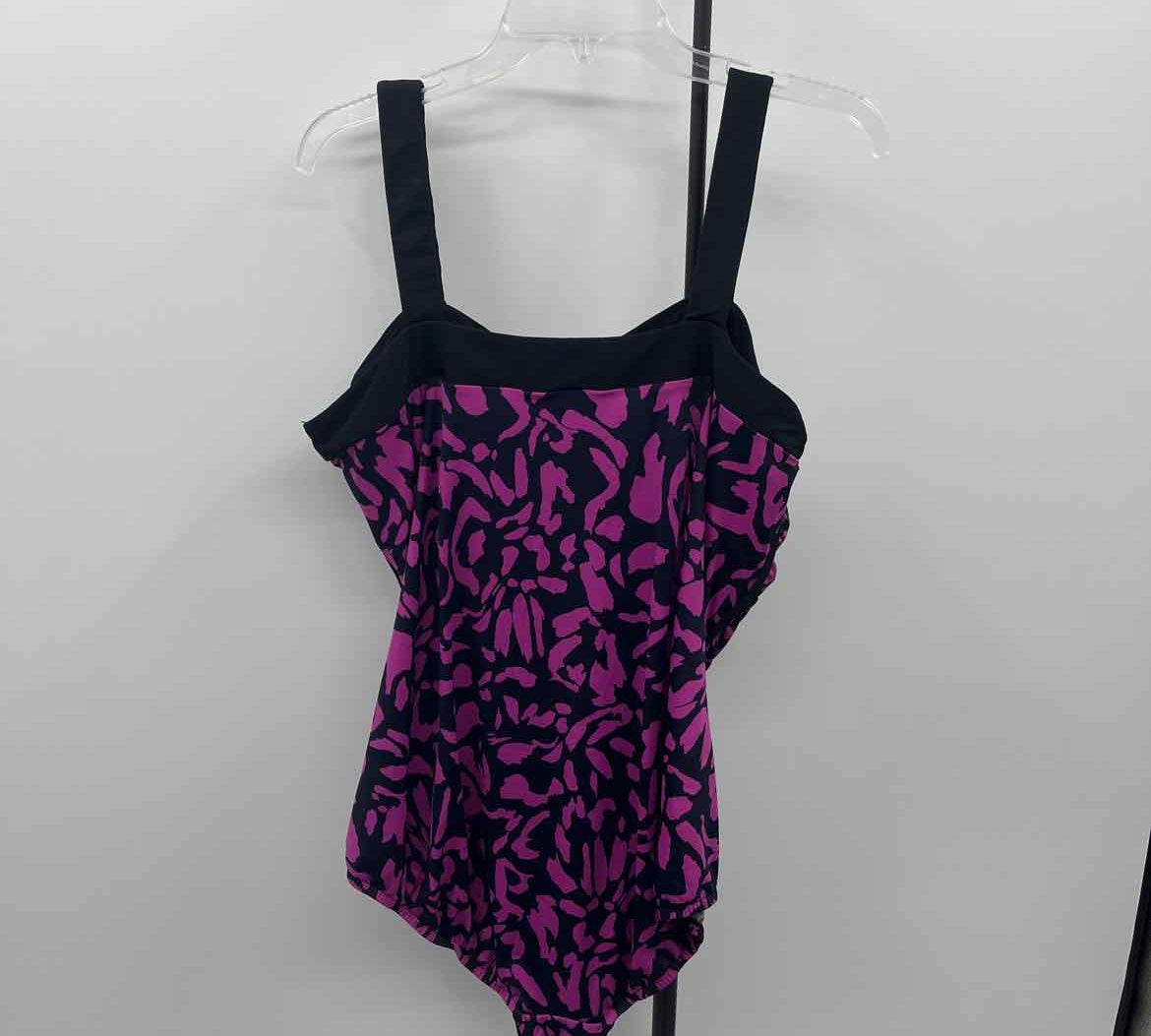 Inc Women's Size 22W Magenta Abstract Swimsuit - 1 Piece