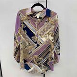 Chico's Women's Size M Lavender scroll Long Sleeve Shirt