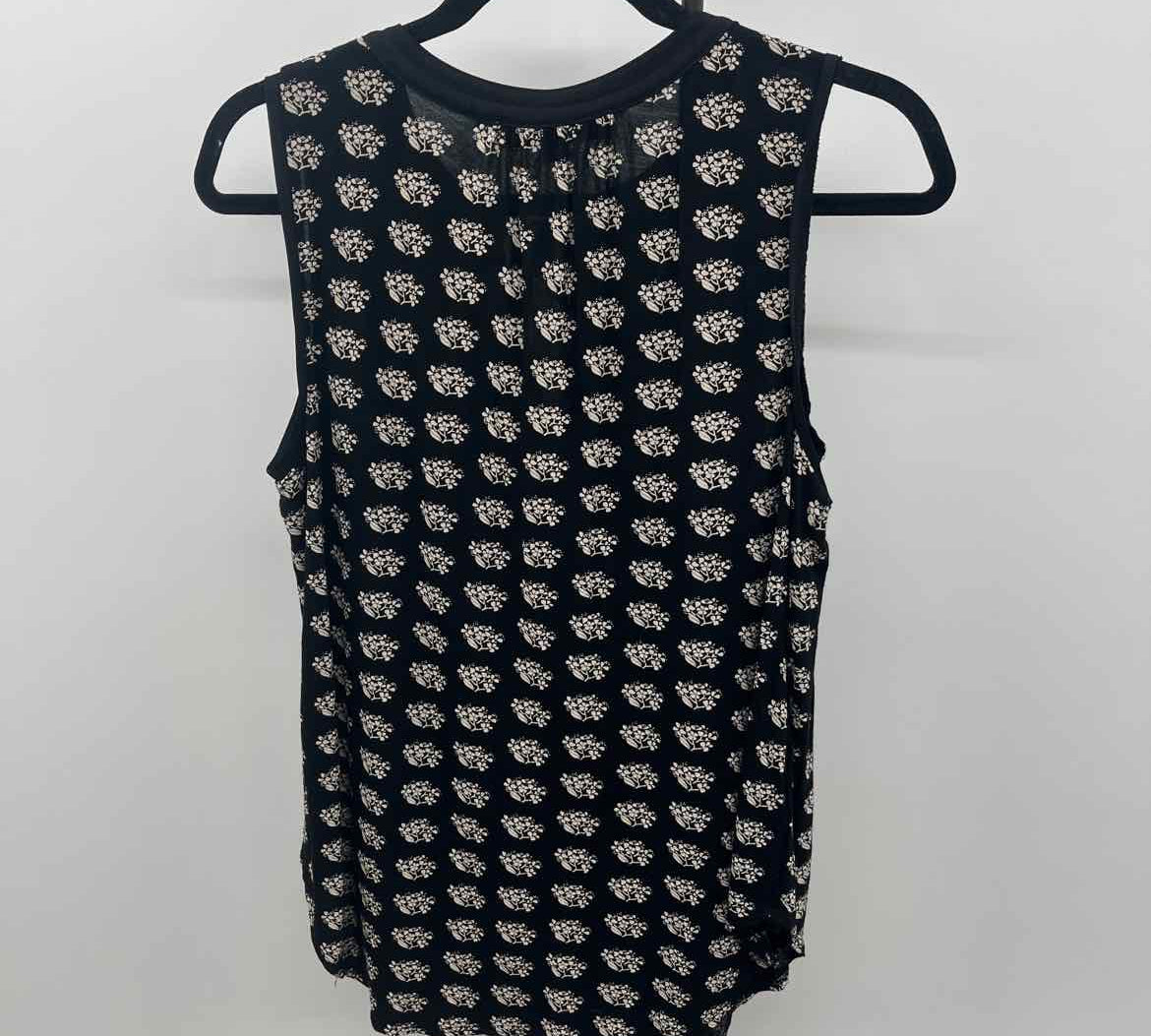 Loft Women's Size M Black Floral Sleeveless Shirt