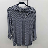 Jones New York Women's Size 1X Navy Stripe Long Sleeve Shirt