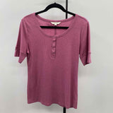 Lucky Brand Women's Size L Lavender Ribbed Short Sleeve Shirt