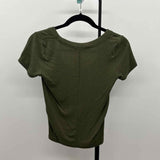 Frame Women's Size XS Green Ribbed Short Sleeve Shirt