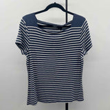 Jones & Co. Women's Size XL Blue Stripe Short Sleeve Shirt