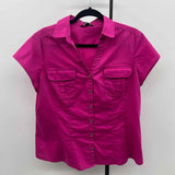 George Women's Size XL Magenta Solid Short Sleeve Shirt