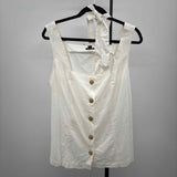 Ann Taylor Women's Size XL White Solid Sleeveless Shirt