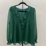 Simplee Women's Size XL Green dotted Long Sleeve Shirt