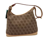 DOONEY & BOURKE Brown Signature  Jacquard HOBO Bag Purse w/Vachetta Leather Trim