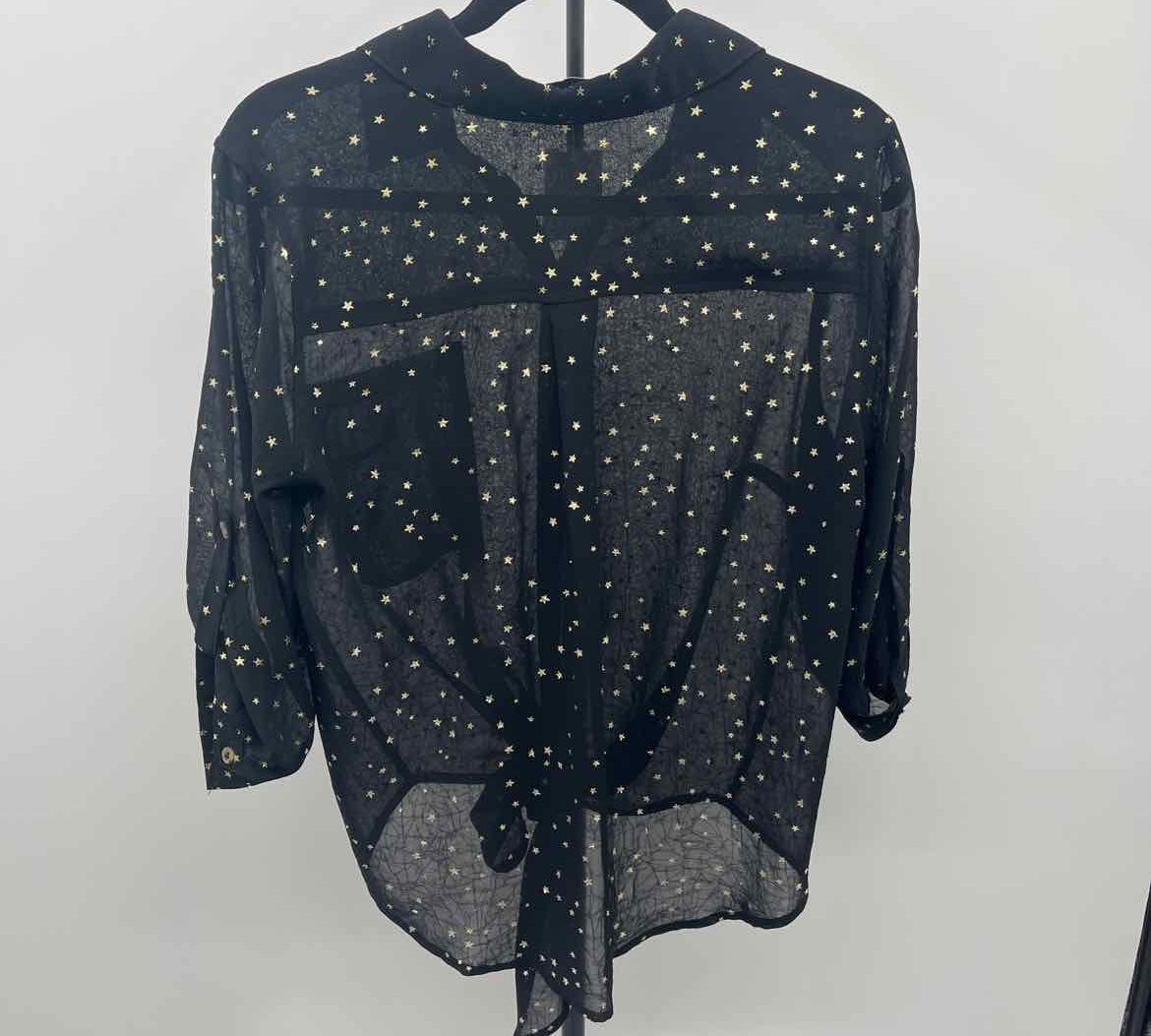 Lost + Wander Women's Size S Black Star Long Sleeve Shirt