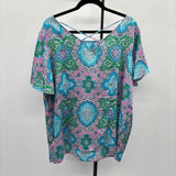 Talbots Women's Size 2X Blue Tapestry Short Sleeve Shirt