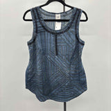 CABI Women's Size S Blue Beaded Sleeveless Shirt