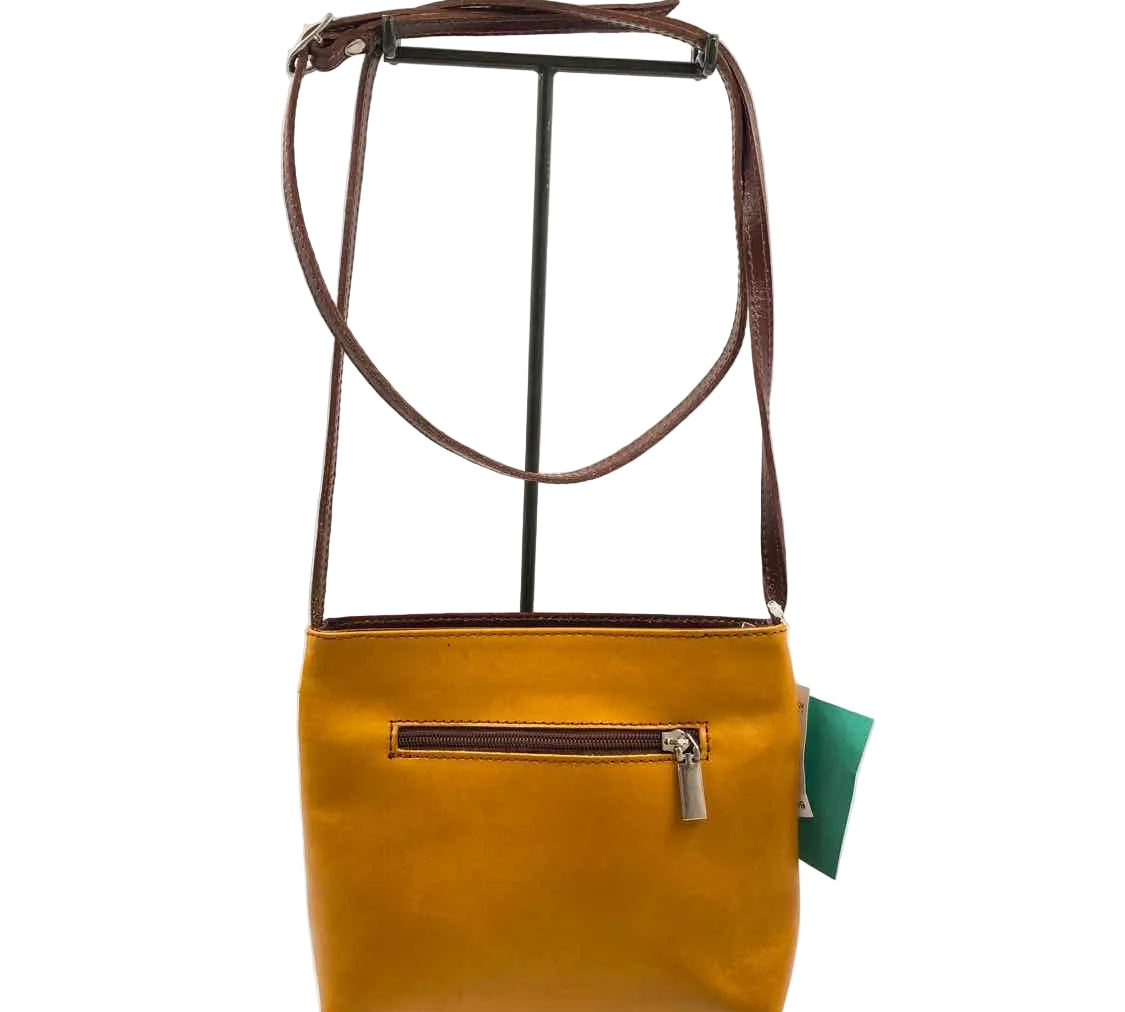 MADE IN ITALY Mustard & Wine Leather Crossbody Purse