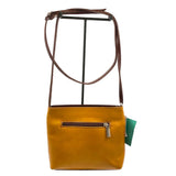 MADE IN ITALY Mustard & Wine Leather Crossbody Purse