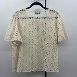 Lane Bryant Women's Size L Ivory Eyelet Short Sleeve Shirt