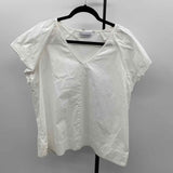 Foil Women's Size M White Solid Short Sleeve Shirt