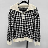 Talbots Women's Size XLP Black Houndstooth Sweater