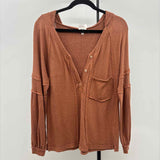 BKE Women's XS Brown Textured Long Sleeve Shirt