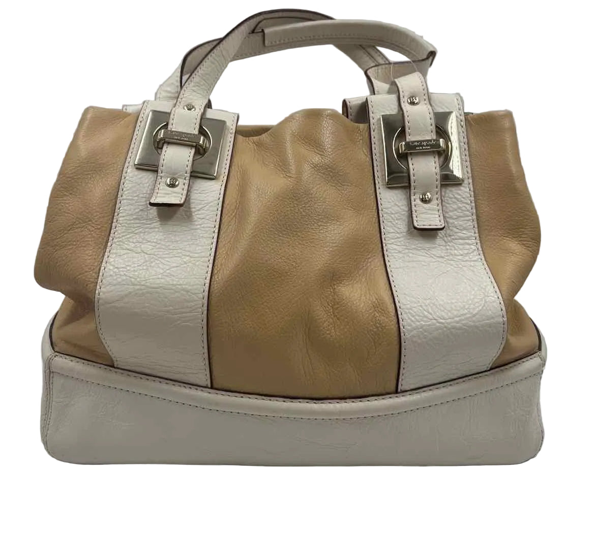 KATE SPADE Camel & Ivory EASTON KENNY Handled Shoulder Bag Purse w/Drawstring Closure