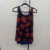 Fortune & Ivy Women's Size XL Navy Floral Sleeveless Shirt