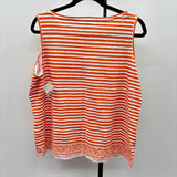 Talbots Women's Size 1XP Orange Stripe Sleeveless Shirt