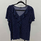 Adrianna Papell Women's Size XL Navy dotted Short Sleeve Shirt