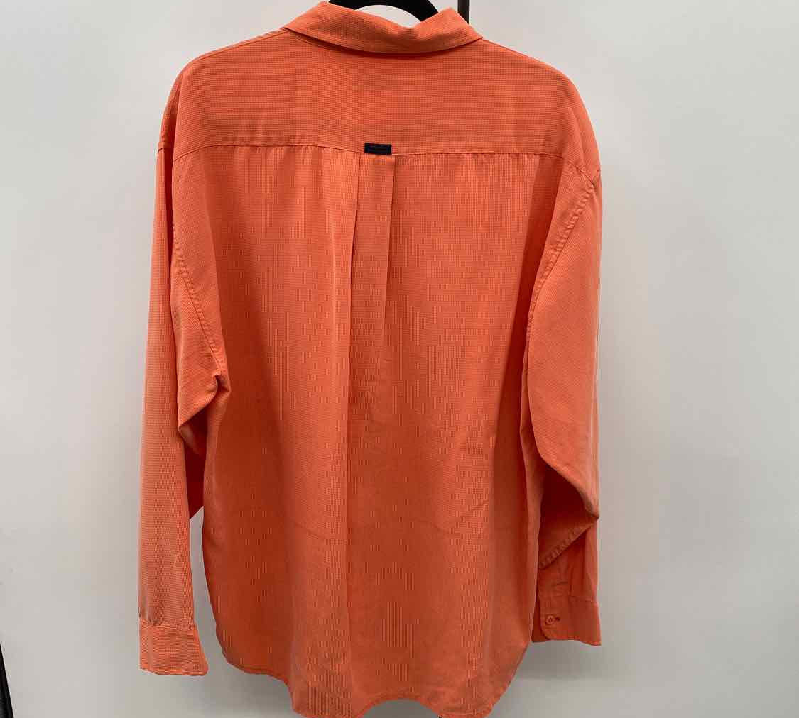 Indigo Palms Men's Size L Orange Rayon/Polyester Grid Long Sleeve Shirt