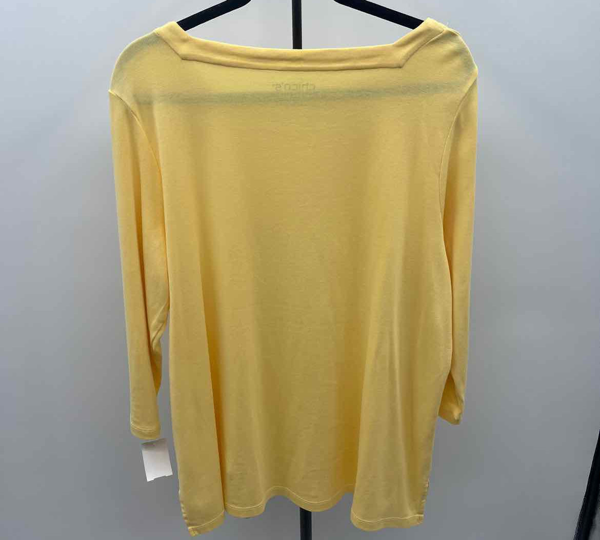 Chico's Women's Size XL Yellow Solid Long Sleeve Shirt