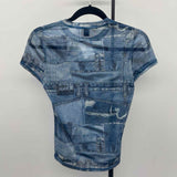 KSubi Women's Size M Blue Denim Short Sleeve Shirt