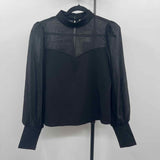 Flat White Junior's Size M Black Solid Long Sleeve Shirt