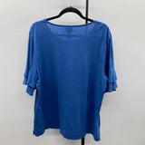 Chico's Women's Size XL Blue Solid Short Sleeve Shirt