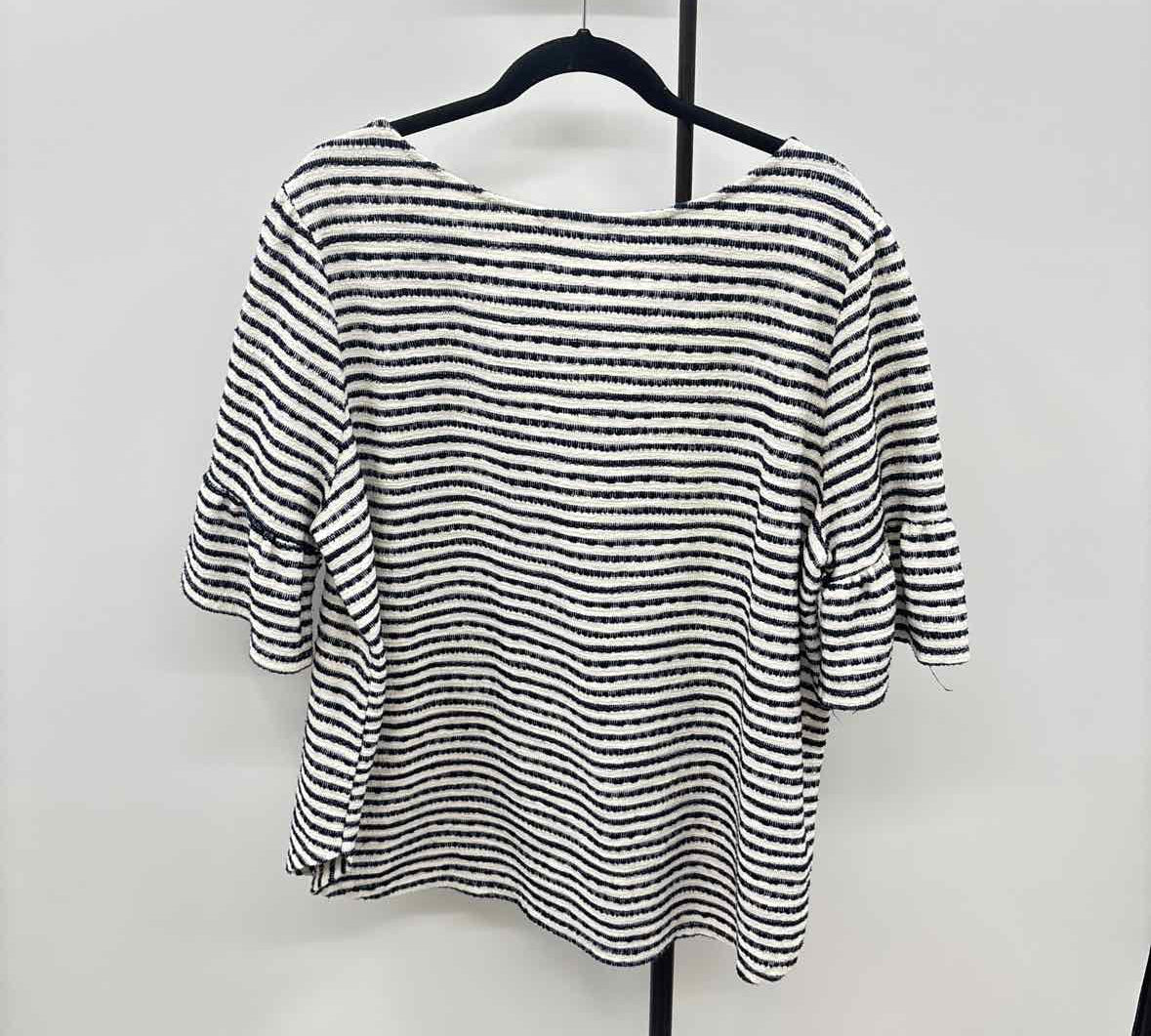 Green Envelope Women's Size 2X Navy Stripe Long Sleeve Shirt