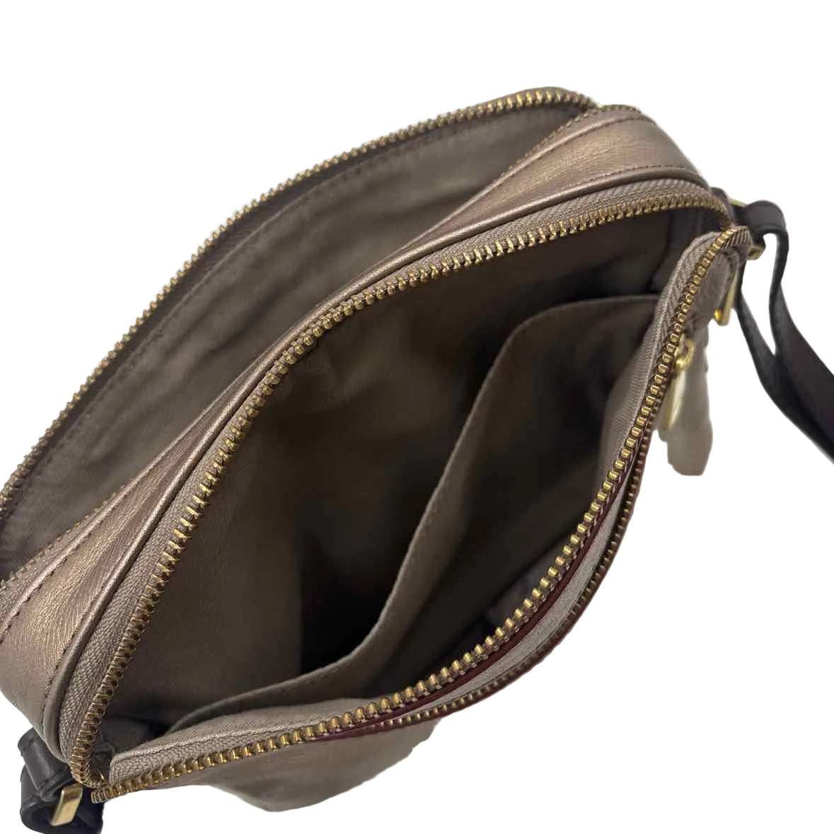 Interior FOSSIL Rose Gold PIPER TOASTER Metallic Leather Crossbody Purse