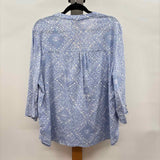 Anne Carson Women's Size 1X Periwinkle Patchwork Long Sleeve Shirt