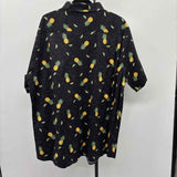 saddlebread Men's Size 2XLT Black Pineapple Short Sleeve Shirt