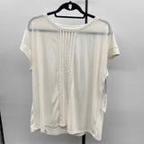 Liz Claiborne Women's Size XL Cream Solid Short Sleeve Shirt
