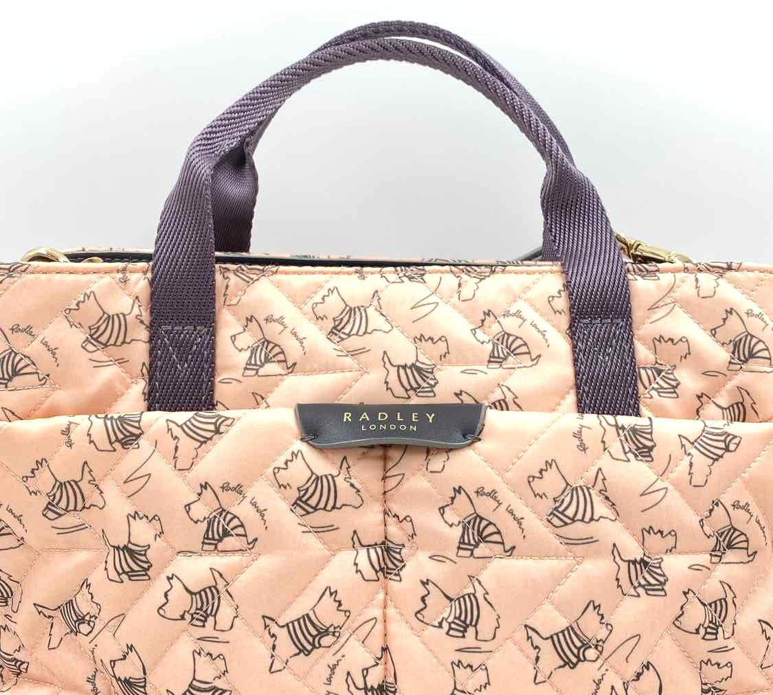 RADLEY LONDON Blush & Black Scotty Print MAPLE CROSS SIGNATURE Medium MULTI-WAY Handled Satchel
