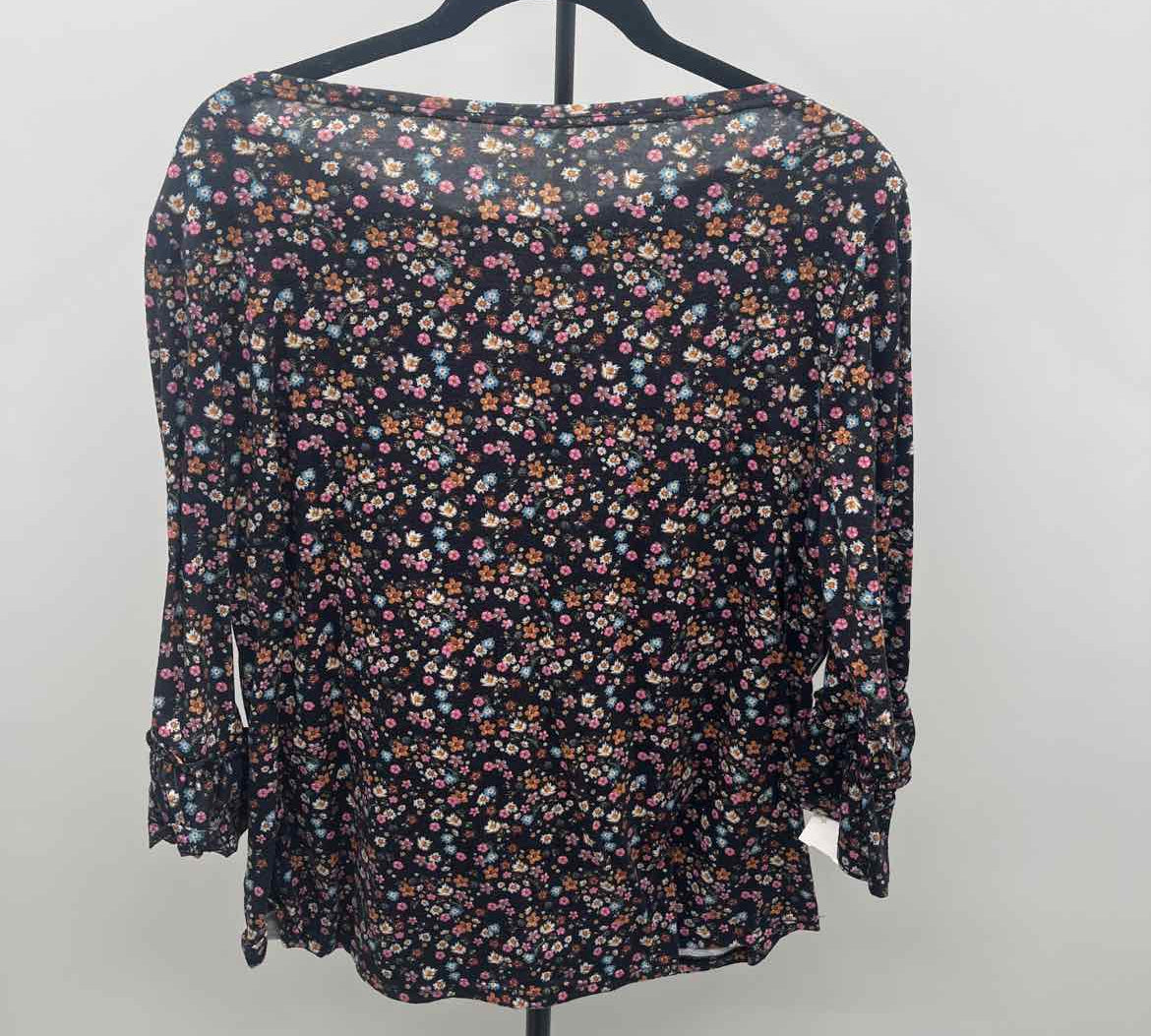Histore Women's Size XL Black Floral Long Sleeve Shirt